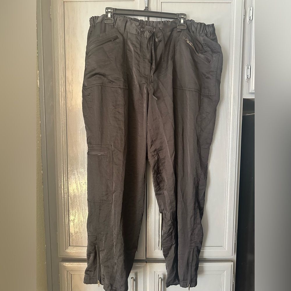 Lane Bryant Shiny Black Cargo Pants